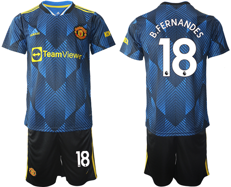 Men 2021-2022 Club Manchester United Second away blue #18 Soccer Jersey->manchester united jersey->Soccer Club Jersey